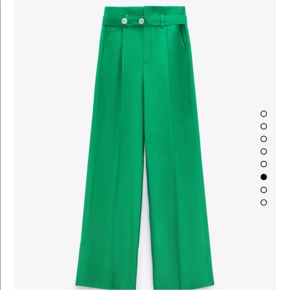 Zara* belted wide leg green pants bloggers fav - Picture 13 of 15